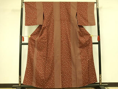 平和屋着物▽小紋 単衣 舞桜文 洗える着物 AAAU8652fy