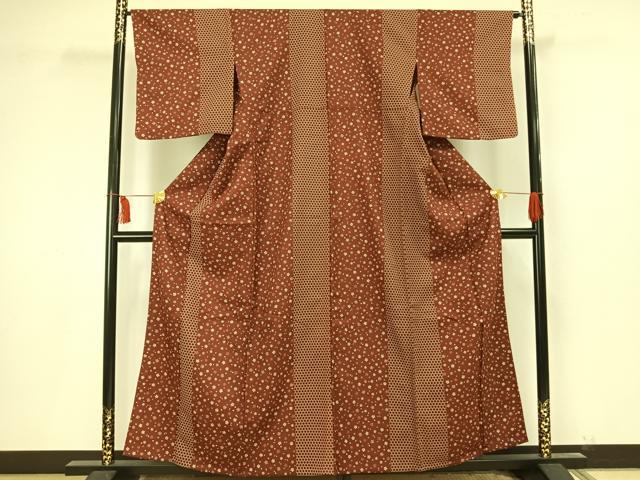 平和屋着物▽小紋 単衣 舞桜文 洗える着物 AAAU8652fy