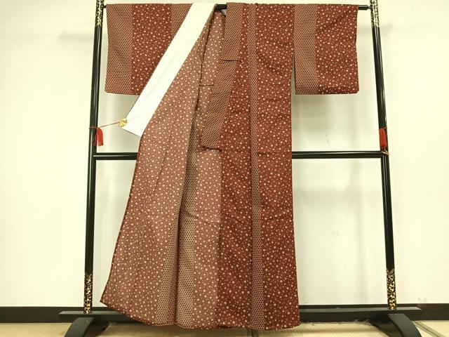平和屋着物▽小紋 単衣 舞桜文 洗える着物 AAAU8652fy