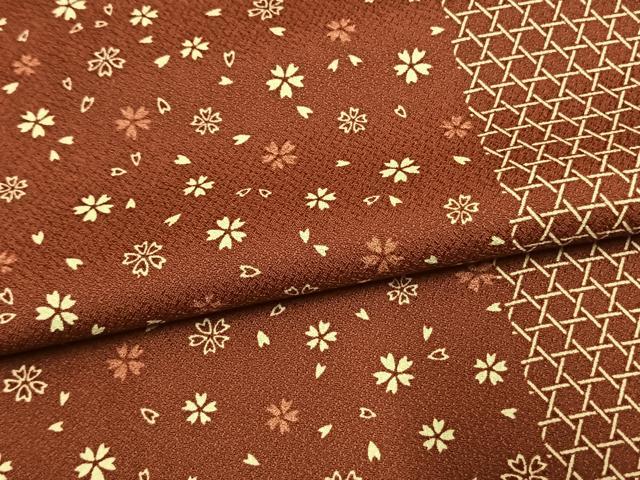 平和屋着物▽小紋 単衣 舞桜文 洗える着物 AAAU8652fy