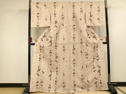 平和屋着物▽小紋 単衣 唐草花文 洗える着物 AAAU8655fy