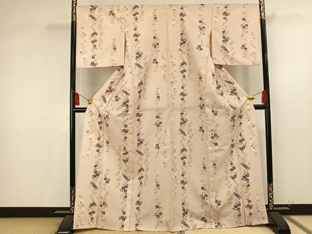 平和屋着物▽小紋 単衣 唐草花文 洗える着物 AAAU8655fy