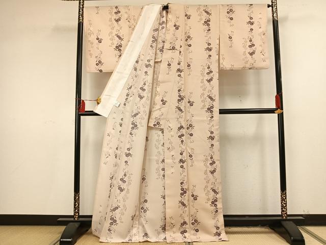 平和屋着物▽小紋 単衣 唐草花文 洗える着物 AAAU8655fy