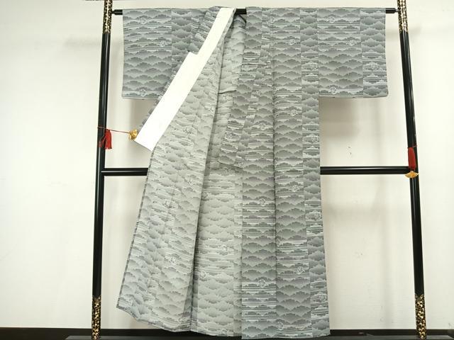 平和屋着物▽小紋 単衣 雪輪文 洗える着物 AAAU8657fy