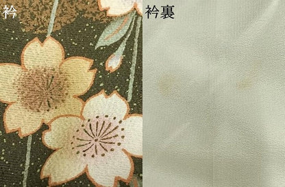 平和屋着物▽小紋 単衣 舞桜文 洗える着物 AAAU8658fy