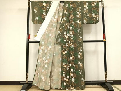 平和屋着物▽小紋 単衣 舞桜文 洗える着物 AAAU8658fy