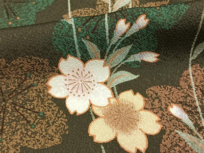平和屋着物▽小紋 単衣 舞桜文 洗える着物 AAAU8658fy