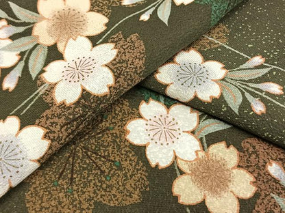 平和屋着物▽小紋 単衣 舞桜文 洗える着物 AAAU8658fy