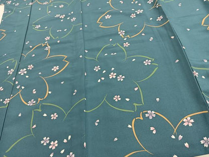平和屋着物▽小紋 単衣 舞桜文 洗える着物 未使用 AAAU8659fy