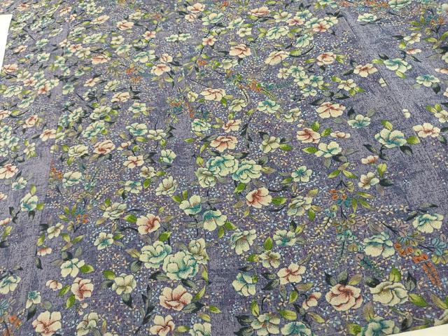 平和屋着物▽小紋 単衣 草花文 鬼しぼ縮緬 洗える着物 AAAU8660fy
