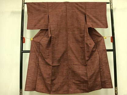 平和屋着物▽上質な紬 単衣 幾何学文様 正絹 逸品 AAAU8667fy