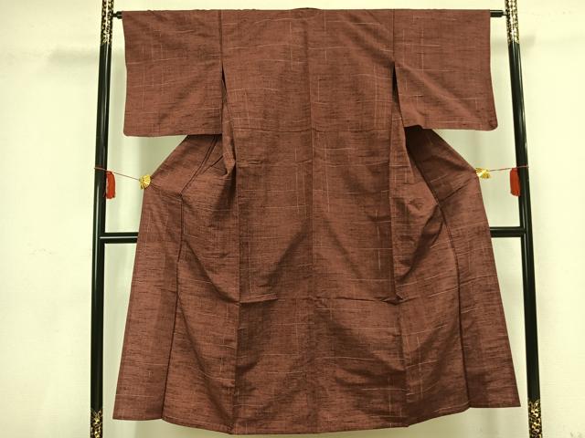 平和屋着物▽上質な紬 単衣 幾何学文様 正絹 逸品 AAAU8667fy