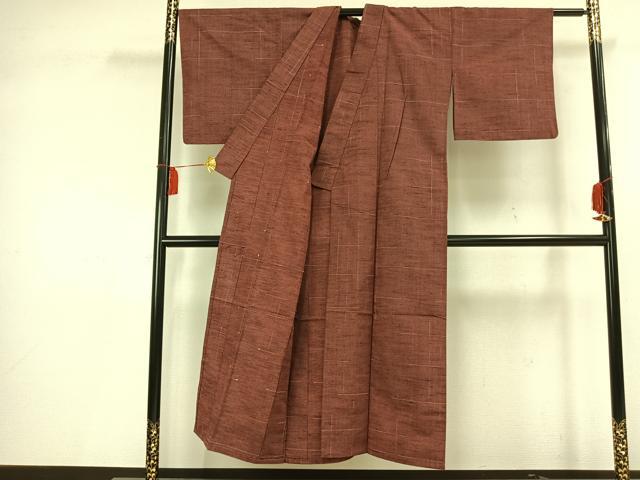 平和屋着物▽上質な紬 単衣 幾何学文様 正絹 逸品 AAAU8667fy