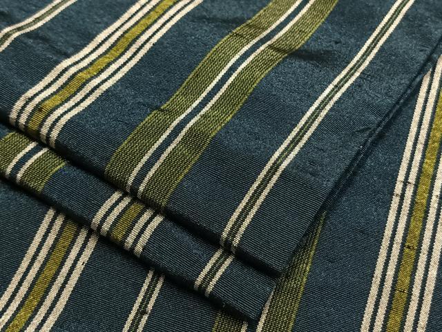 平和屋着物▽紬　単衣　縞　洗える着物　AAAU8669fy