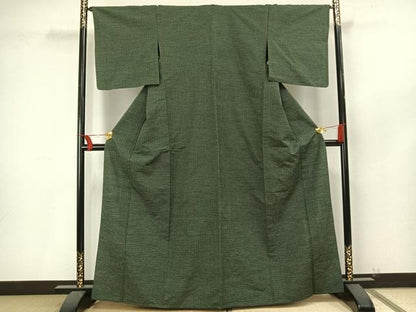 平和屋着物▽上質な紬　単衣　十字絣　正絹　逸品　AAAU8670fy