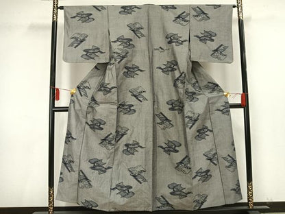 平和屋着物▽上質な紬 単衣 冊子文 正絹 逸品 AAAU8672fy