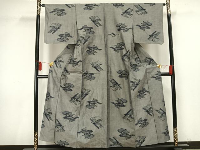平和屋着物▽上質な紬 単衣 冊子文 正絹 逸品 AAAU8672fy