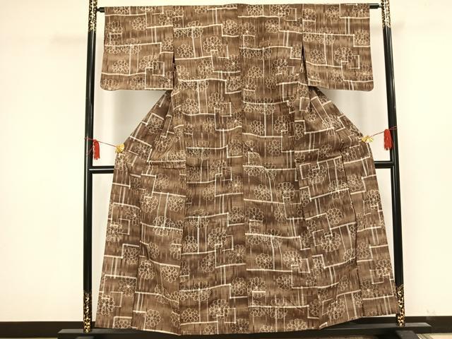 平和屋着物▽上質な紬 単衣 花尽くし 正絹 逸品 AAAU8673fy