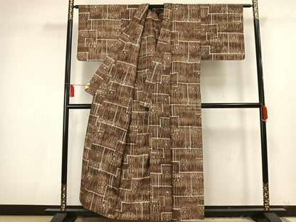 平和屋着物▽上質な紬 単衣 花尽くし 正絹 逸品 AAAU8673fy