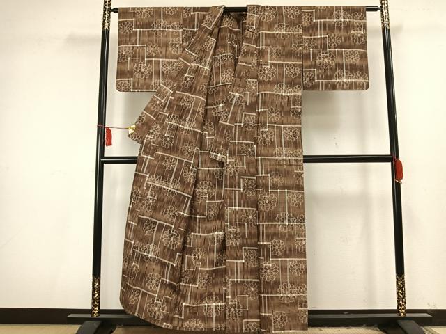 平和屋着物▽上質な紬 単衣 花尽くし 正絹 逸品 AAAU8673fy
