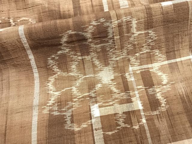 平和屋着物▽上質な紬 単衣 花尽くし 正絹 逸品 AAAU8673fy