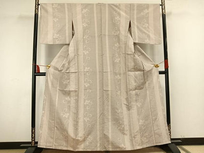 平和屋着物▽上質な紬 単衣 唐草文 正絹 逸品 AAAU8677fy