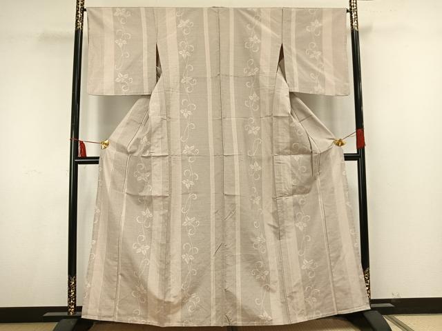 平和屋着物▽上質な紬 単衣 唐草文 正絹 逸品 AAAU8677fy