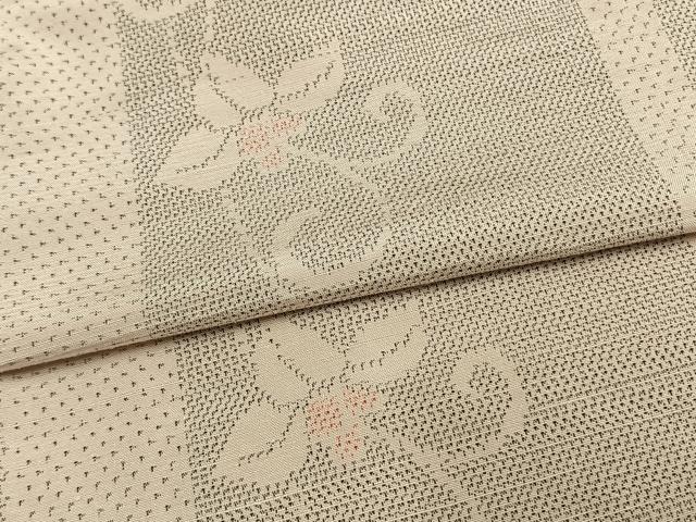 平和屋着物▽上質な紬 単衣 唐草文 正絹 逸品 AAAU8677fy