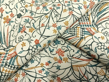 平和屋着物▽小紋 単衣 型染め 唐草花文 洗える着物 AAAU8684fy