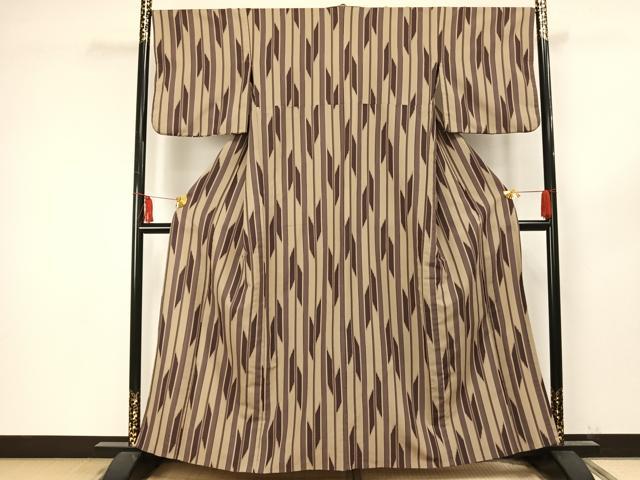 平和屋着物▽小紋 単衣 縞 洗える着物 AAAU8685fy