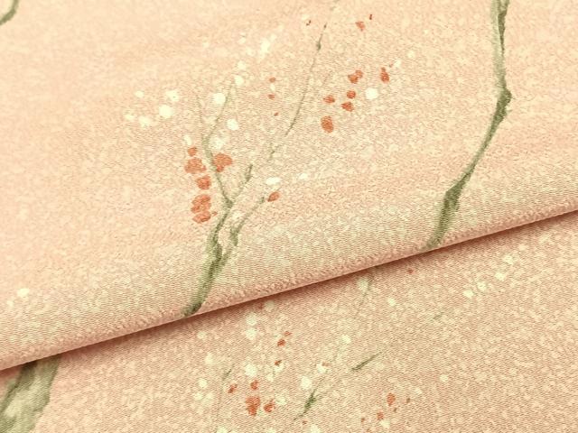 平和屋着物▽小紋 単衣 枝花文 洗える着物 未使用 AAAU8688fy