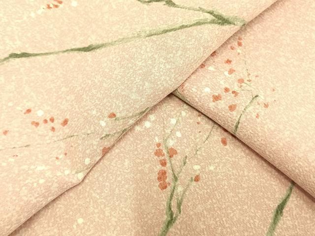 平和屋着物▽小紋 単衣 枝花文 洗える着物 未使用 AAAU8688fy