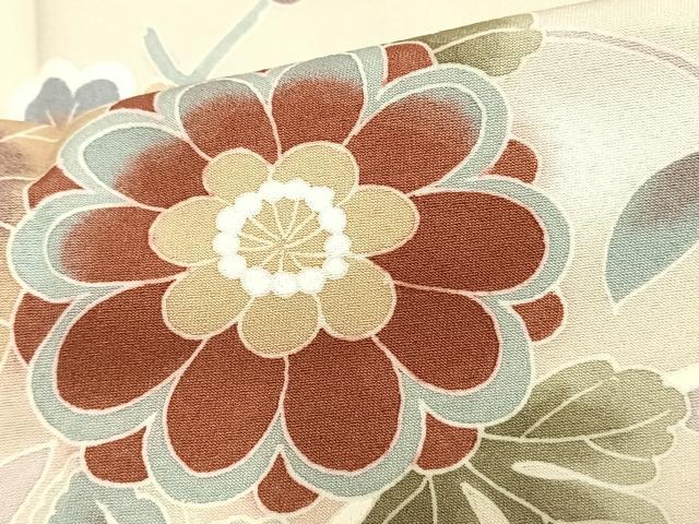 平和屋着物▽訪問着　単衣　草花文　三越扱い　洗える着物　AAAU8690fy
