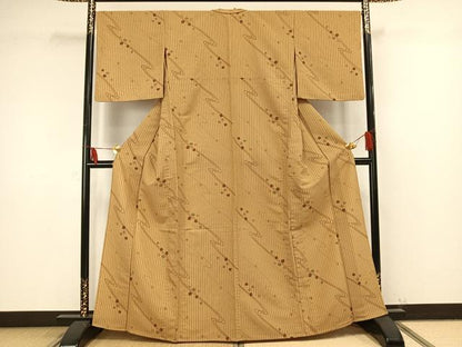平和屋着物▽小紋　単衣　流水花文　洗える着物　AAAU8694fy