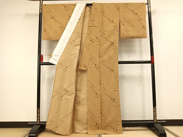 平和屋着物▽小紋　単衣　流水花文　洗える着物　AAAU8694fy