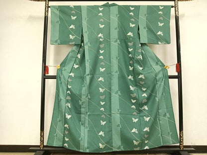 平和屋着物▽小紋　単衣　舞蝶文　洗える着物　AAAU8695fy