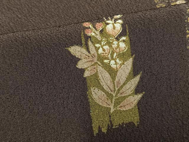平和屋着物▽小紋　単衣　草花文　洗える着物　AAAU8696fy