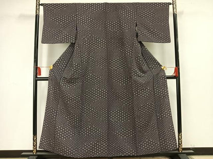 平和屋着物▽小紋 単衣 麻の葉文様 洗える着物 AAAU8697fy