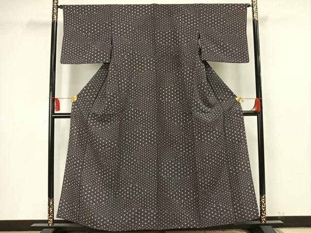 平和屋着物▽小紋 単衣 麻の葉文様 洗える着物 AAAU8697fy