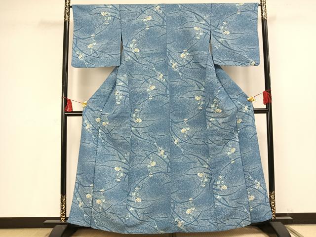 平和屋着物▽小紋 単衣 草花文 洗える着物 AAAU8698fy