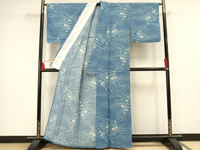 平和屋着物▽小紋 単衣 草花文 洗える着物 AAAU8698fy