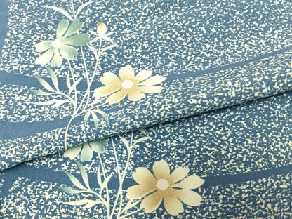 平和屋着物▽小紋 単衣 草花文 洗える着物 AAAU8698fy