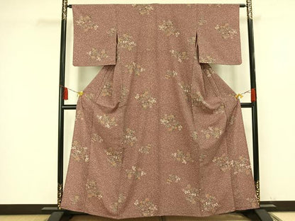 平和屋着物▽小紋　単衣　更紗花文　洗える着物　AAAU8702fy