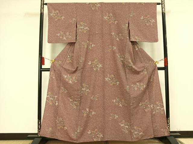 平和屋着物▽小紋　単衣　更紗花文　洗える着物　AAAU8702fy