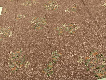 平和屋着物▽小紋　単衣　更紗花文　洗える着物　AAAU8702fy