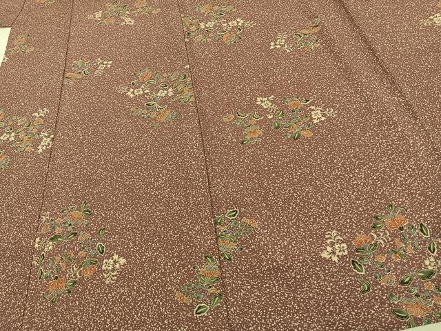 平和屋着物▽小紋　単衣　更紗花文　洗える着物　AAAU8702fy
