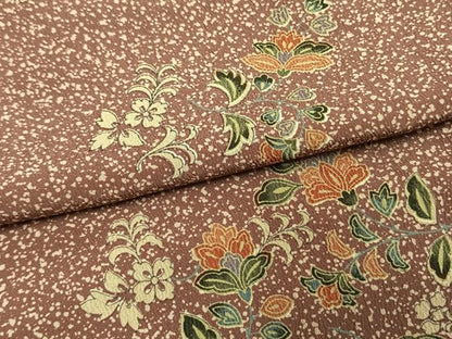 平和屋着物▽小紋　単衣　更紗花文　洗える着物　AAAU8702fy