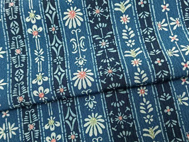 平和屋着物▽小紋 単衣 草花間道 洗える着物 AAAU8709fy
