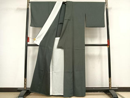 平和屋着物▽色無地 単衣 革色 洗える着物 AAAU8711fy