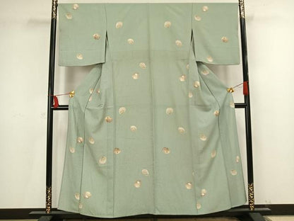 平和屋着物▽小紋 単衣 草花丸文 高島屋扱い 洗える着物 AAAU8713fy